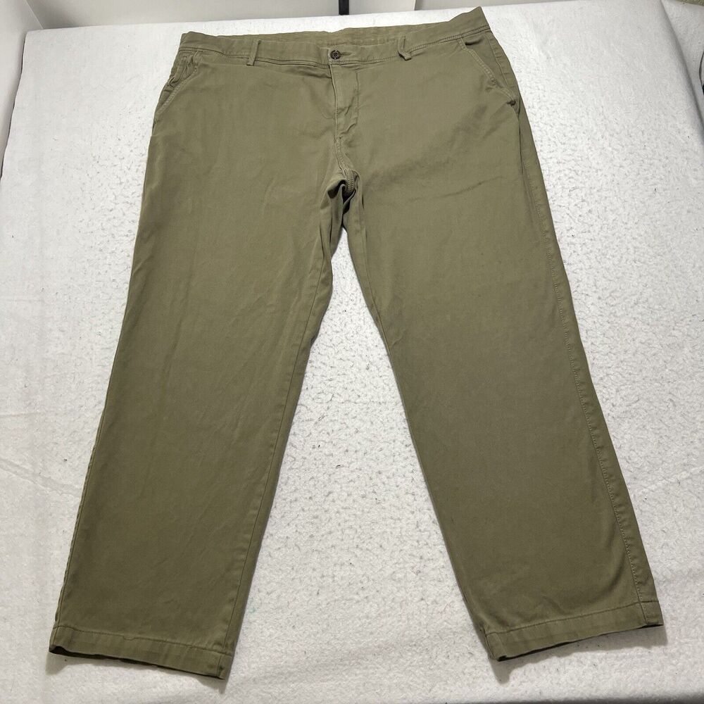 Cortefiel Men's 42 Regular Fit Flat Front Olive Green Straight Chino Pants 42x28